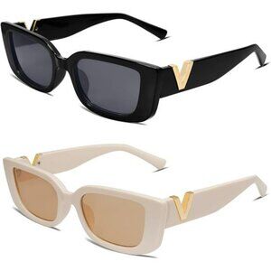 Retro Rectangle Sunglasses Women Y2K 90s Vintage Square UV Protection Shades